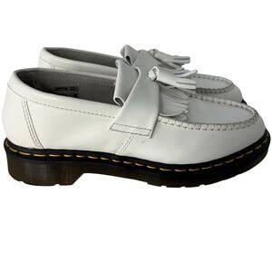 Dr Martens Adrian White Leather Tassel Loafers Fringe Platform Women’s 9